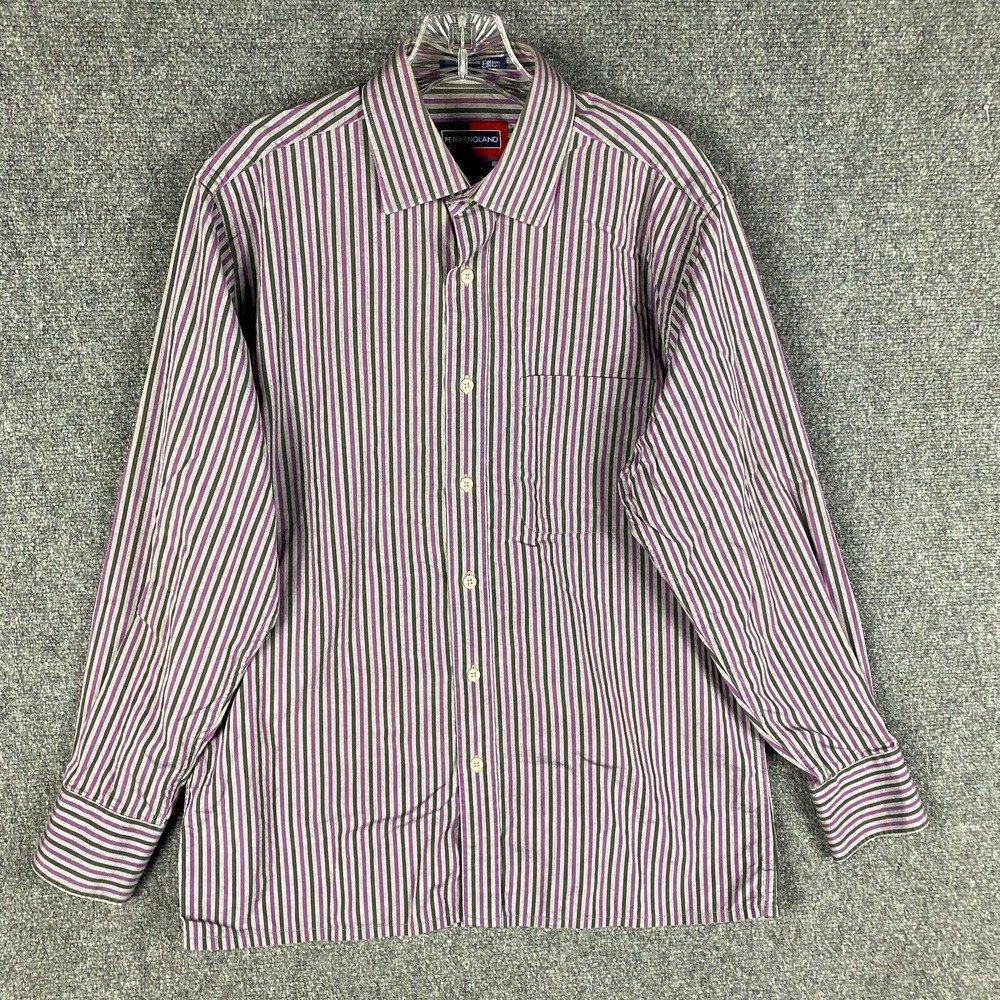 Peter England‎ Dress Shirt Men's 40 CM Medium Nuevo Fit 100% Cotton Striped